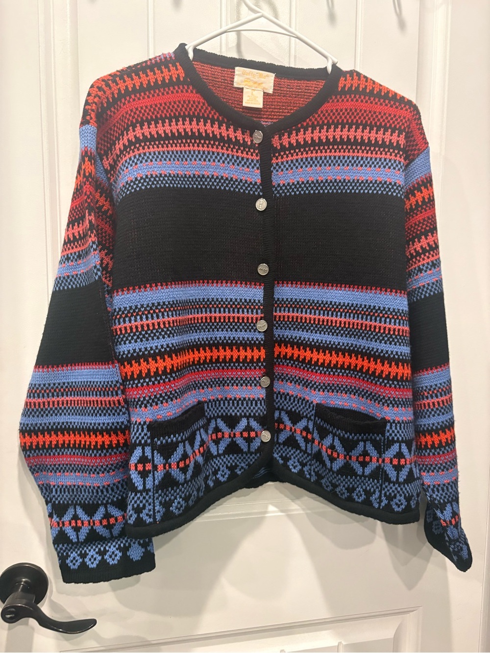 vintage Tally Ho acrylic Fair Isle cardigan sweater woman’s large